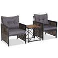 thumbnail image 4 of Gymax 3PCS Rattan Furniture Set Acacia Wood Coffee Table & 2 Chairs Backyard Patio, 4 of 4
