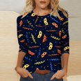 thumbnail image 2 of Outfmvch Chemises Mardi Gras pour Femmes, Manches 3/4 Hauts pour Femmes, Tenue Mardi Gras pour Femmes, Blouses pour Femmes, Hauts d'Entraînement pour Femmes, Tunique Graphique de Carnaval Manches 3/4 Col Rond Blouse Violette TG, 2 of 4