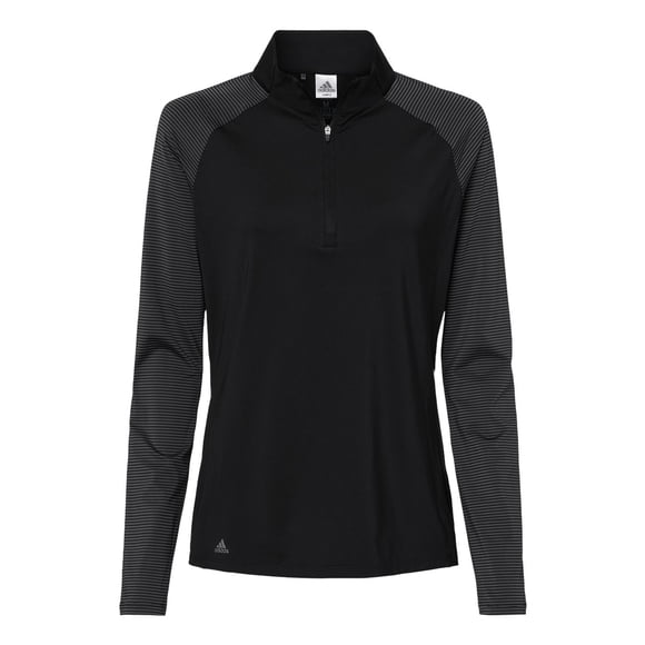 Adidas Womens Stripe Block Quarter-Zip Pullover, XL, Black