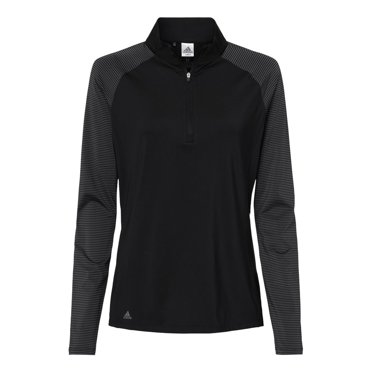 Adidas Chandail à Demi-Glissière à Rayures pour Femmes, TG, Noir