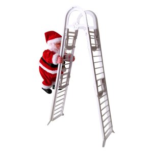 Led Christmas Decoration Santa Claus Climbing Hanging Toys With Ladder For Tree Stairwell Or Window Made Of Non-Woven Material Requires 2 Aa Batteries Not Included 1Pc