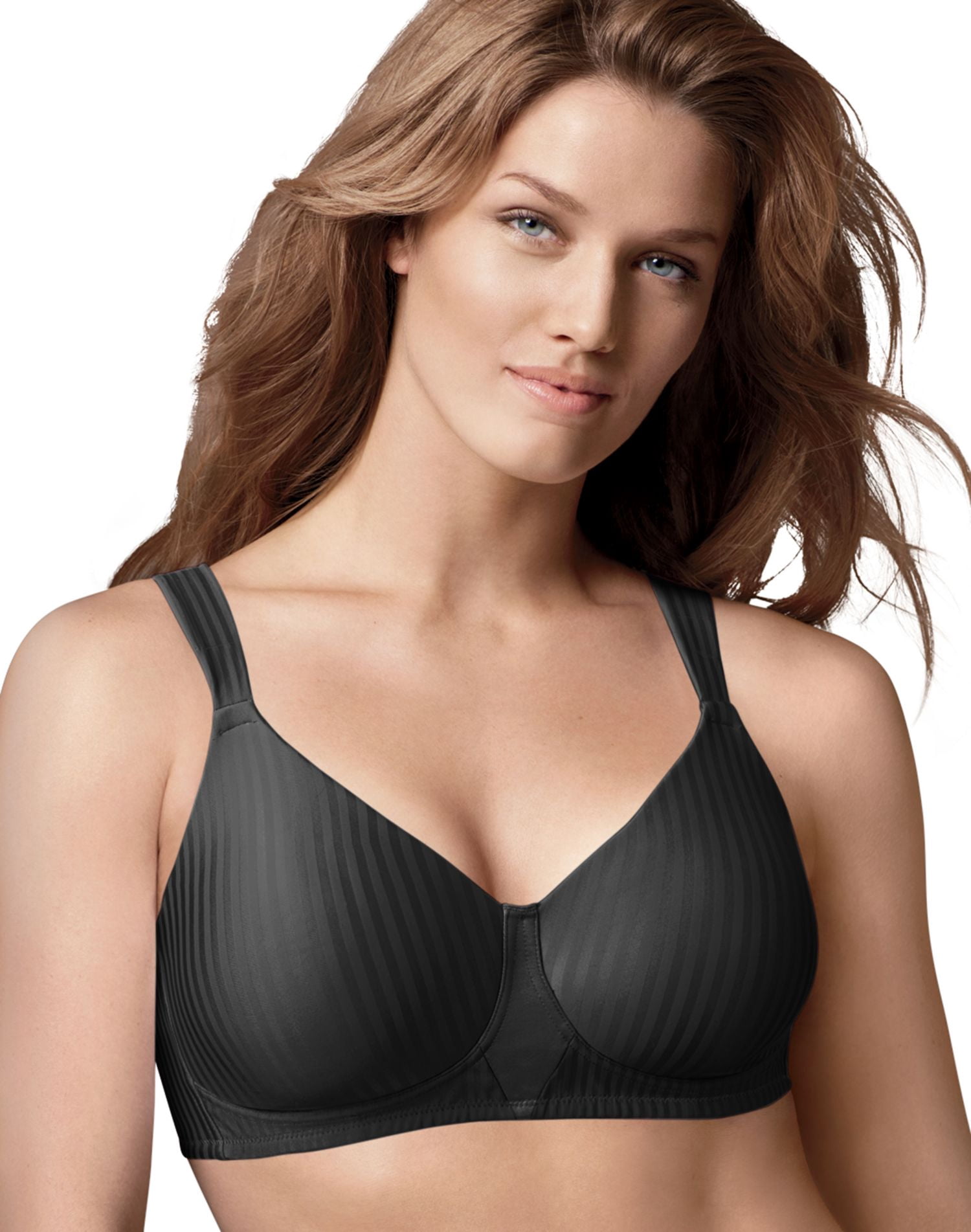 Playtex Womens Secrets Perfectly Smooth Wirefree Bra, 42D, Black Stripe