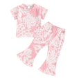 thumbnail image 2 of TopLLC Ensembles de Blouses et Chemises à Manches Courtes Col Rond Mode Décontractée pour Filles Hauts à Manches Courtes Col Rond Bouton Pantalons Longs Unis Girl Set, 2 of 9