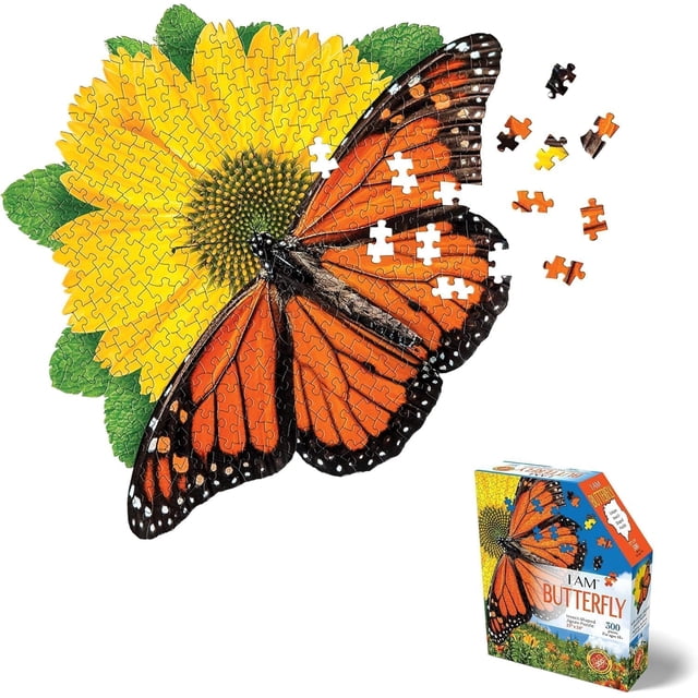 Madd Capp: I Am Butterfly - 300 Piece Puzzle - Insect-Shaped Jigsaw, 25" X 24" Finished Size