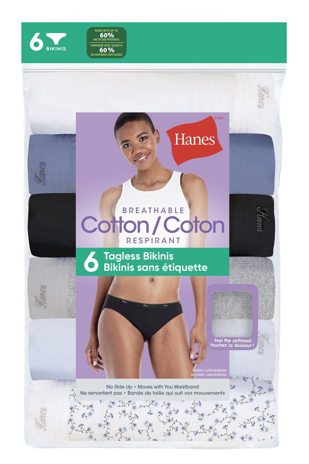 Culotte bikini de Hanes en coton pour femmes - paq. 6