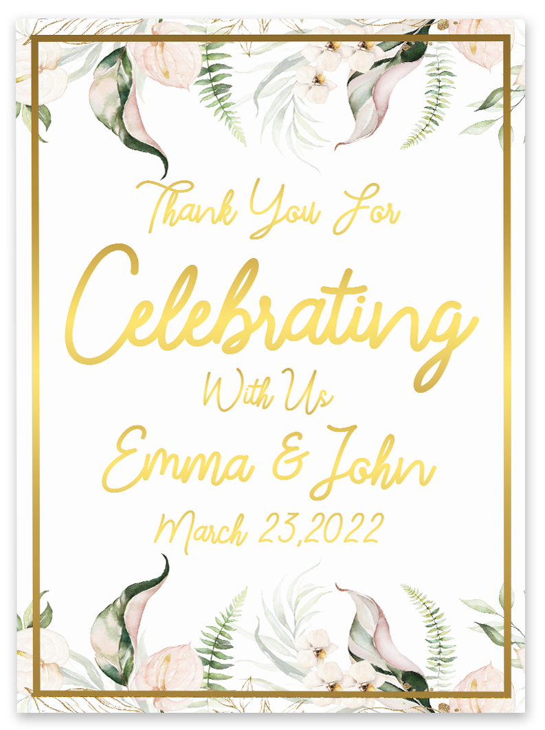Darling Souvenir MADE WITH LOVE Custom Thank You For Celebrating With UsTropical LeavesWelcomeSignIdeal For Celebration - 18x12