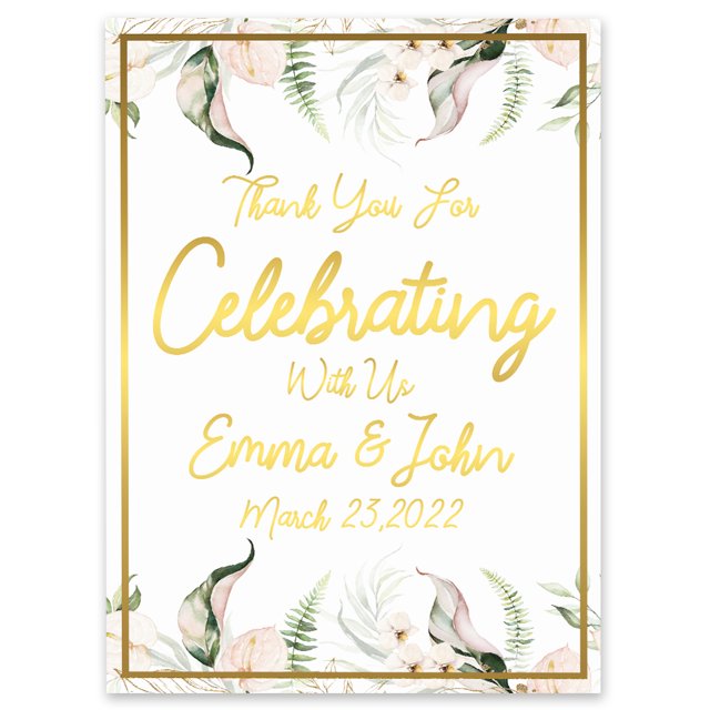 Darling Souvenir MADE WITH LOVE Custom Thank You For Celebrating With UsTropical LeavesWelcomeSignIdeal For Celebration - 18x12