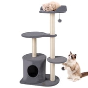 Gymax 43'' Cat Tree for Indoor Cats w/Condo Comfy Plush Perches Sisal Scratching Posts Gray