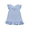 thumbnail image 4 of LLYWEY Toddler Girls Ruffle Tops, Baby Girl Linen Ruffles Hem Sleeveless T-Shirts, Kids Solid Color Keyhole Back Summer Round Neck Sleeveless Loose Casual Blouses Shirts, Style-T-12, Light Blue, 3T, 4 of 9