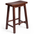 thumbnail image 1 of PJ Wood Classic Saddle-Seat 24 Inch Kitchen, Table, & Bar Counter Stool, Walnut, 1 of 7