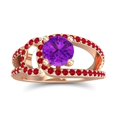 thumbnail image 1 of Bague de Mariée Ronde 2.50 Carats Améthyste & Rubis Rouge pour Elle 18K Or Rose Taille 6.5 par Diamond-Capitals, 1 of 8