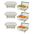thumbnail image 1 of 6-Piece Single Compartment Rectangular Chafing Dish Set, Stainless Steel Buffet Warmer with Half Gold Plating, Commercial Food Server for Catering, Restaurants, Weddings, Banquet Events, 1 of 8