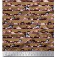 thumbnail image 1 of Soimoi Silk Fabric Diagonal Stripe & Cat Face Animal Print Fabric by Yard 42 Inch Wide, 1 of 1