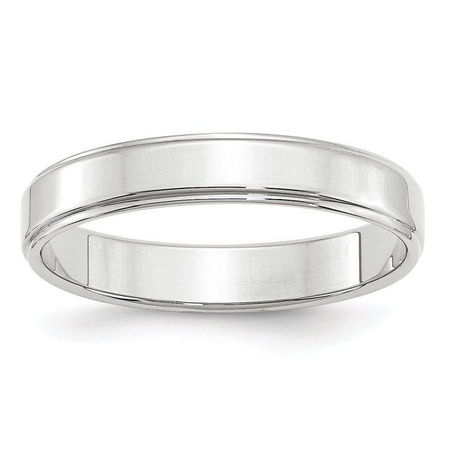 14K White Gold 4mm Flat with Step Edge Band Size 12