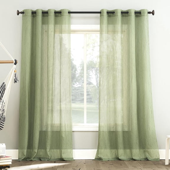 Mainstays Crushed Voile 2-Pack Sheer Grommet Window Curtains Panel Pair