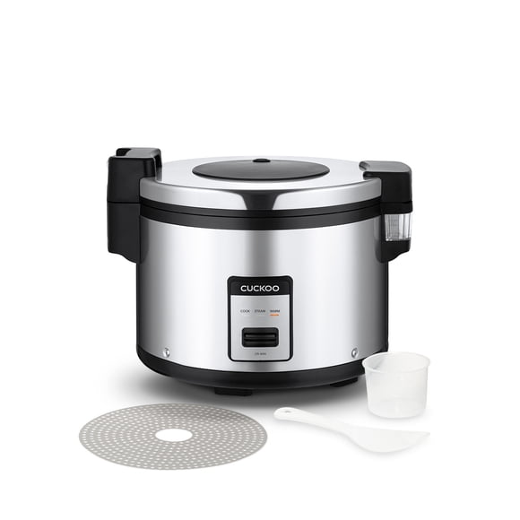 CUCKOO CR-3055 Cuiseur et Réchaud à Riz Commercial Grande Capacité de 30 Tasses (Non Cuit) / 60 Tasses (Cuit) avec Casserole Intérieure Antiadhésive, Bouton-Poussoir (Argent/noir)