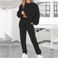 thumbnail image 2 of IROINNID Survêtement pour Femmes Ensemble 2 Pcs Liquidation Tenues Décontractées Hauts à Manches Longues Amples Ajustés Col Rond Pantalons Longs Ensembles Chandails Costume Tenues de Sport Ensemble,Noir, 2 of 8