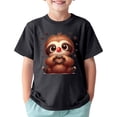 thumbnail image 1 of T-shirts Filles Enfants Imprimé Animaux Mignons Sports Décontractés Col Rond Manches Courtes Hauts Filles Noir 6-7 Ans, 1 of 4