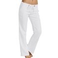 thumbnail image 1 of Innerwin Pantalon de Détente Jambe Droite Pantalons pour Femmes Bureau Taille Mi-Haute Bas Décontractés Blanc L, 1 of 2