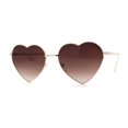 thumbnail image 3 of Womens Classic Metal Rim Heart Shape Valentines Sunglasses Gold Brown, 3 of 4