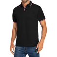 thumbnail image 2 of DPTALR T-Shirt Décontracté pour Homme, Coupe Ajustée, Col Rabattu, Couleur Unie, Manches Courtes, Haut, Blouse, 2 of 6