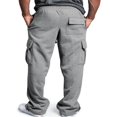 thumbnail image 2 of Men‘s Casual Gym Cargo Combat Straight Loose Jogger Sweat Track Pants, 2 of 4