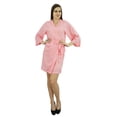 thumbnail image 1 of Bimba Peignoir Court Uni pour Femmes avec Ceinture, Modal Doux en Coton, Enveloppant, Rond, Uni, 1 of 6