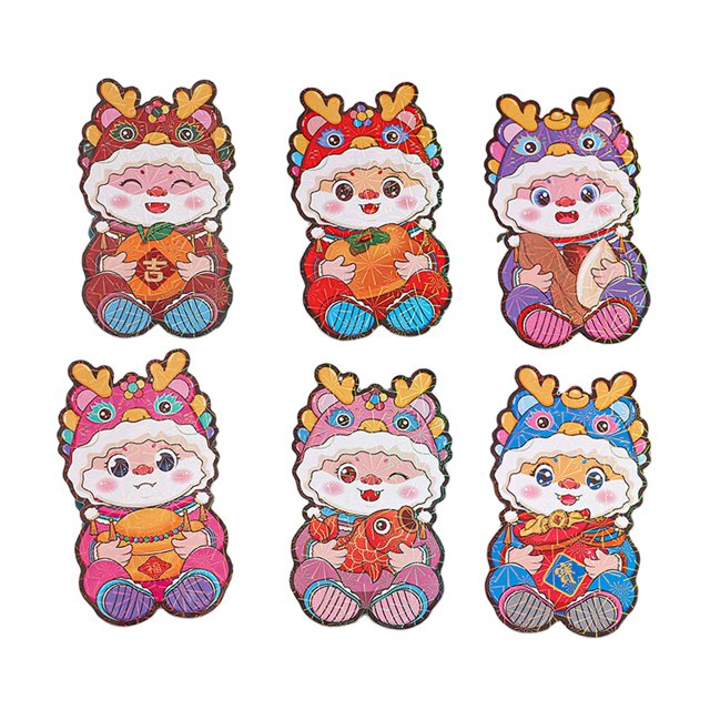 GUOOL 6 Pieces Chinese Lunar New Year Red Envelopes Money Envelopes Hong Bao A