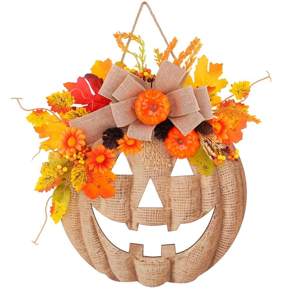 Slccxzc Halloween Wooden Pumpkin Hanging Sign, Fall Decor Door Plaque for Window Home Decor