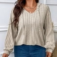thumbnail image 4 of AherBiu Plus Size Tops for Women Ribbed Long Sleeve Hooded Pullover Spring Casual Loose Going out Tops, 4 of 7
