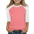 thumbnail image 2 of ZACPNCV T-Shirts pour Adolescentes Raglan Manches 3/4 Vêtements Mignons Automne Col Rond Hauts Confortables Manches au Coude T-Shirts Rose 4-5 Ans, 2 of 7