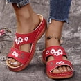 thumbnail image 2 of Orthopedic Slides Sandals for Women with Arch Support Comfortable Embroidered Flower Platform Wedge Sandals, 2 of 4