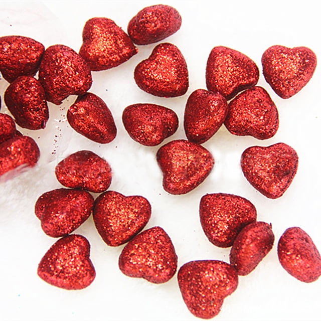 Coofit 144PCS Craft Foam Glitter Foam Heart Modelling Styrofoam for DIY Ornament