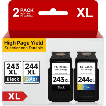 243XL 244XL Ink Cartridges for Canon Ink PG-243 and CL-244 for Canon Pixma TR4520 TR4522 MX492 MX490 TS302 TS202 TS3320 TS3322 MG2520 MG2522 MG2525 Printers (Black, Tri-Color, 2-Pack)