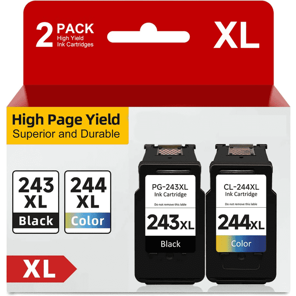 Cartouches d'Encre 243TG 244TG pour Canon Encre PG-243 et CL-244 pour Canon Pixma TR4520 TR4522 MX492 MX490 TS302 TS202 TS3320 TS3322 MG2520 MG2522 MG2525 Imprimantes (Noir, Tricolore, Lot de 2)