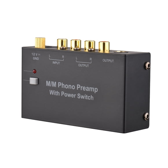 M/M Phono Preamp with Power Switch Ultra-compact Phono Preamplifier Turntable Preamp with RCA 1/4-inch TRS