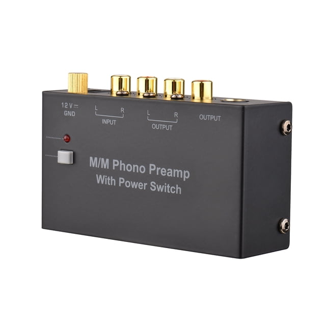 M/M Phono Preamp with Power Switch Ultra-compact Phono Preamplifier Turntable Preamp with RCA 1/4-inch TRS