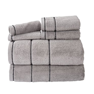 Bedford Home Quick Dry 100Percent Cotton Zero Twist 6Piece Towel Set-Silver