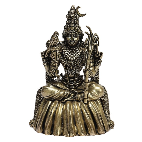 Goddess Raja Rajeshwari Mata Idol, Lalitha Tripura Sundari Murti, Brass, Gold, For Pooja, Home Decor & Temple - Antique Finish Devi Statue, For Navaratri, Wedding & Spiritual Gift, Occasion