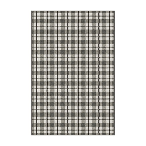 Mainstays Indoor Modern Plaid Machine-Tufted Gray and White Area Rug, 4' x 6', Machine Washable, Non-Slip Backing