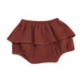 thumbnail image 1 of Dresses For Girls Linen Blended Cute Flower Triangle Culottes Solid Flower Girl Dress Coffee -, 1 of 3
