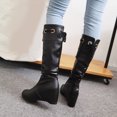 thumbnail image 4 of LSLJS Bottes à Talons Hauts pour Femmes Jusqu'aux Genoux, Bottes Chaudes Unies Jusqu'aux Genoux pour Femmes Bout Rond Bottillons à Lacets à Lacets Bottes à Talons Hauts Chaussures, Bottes Jusqu'aux Genoux pour Femmes, 4 of 7