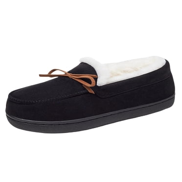 RXMEKW Velvet Moccasin Slippers for Women with Faux Fur Collar for Indoor Outdoor Wear Fall Winter Beige