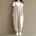thumbnail image 2 of fartey Women Plus Size Cotton Linen Romper Casual Sleeveless Square Neck Relaxed Overalls Pockets Adjustable Strap Solid Color Rompers, 2 of 7