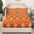 thumbnail image 3 of Erosebridal Orange Aztec Bed Sheets King, Farmhouse Abstract Art Bedding King Size 4pcs, 3 of 7