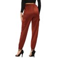 thumbnail image 3 of Unique Bargains Women's High Rise Silky Satin Cargo Pants, Brown, S, 3 of 6