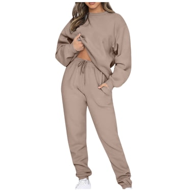 fheaev 2 Piece Sweatsuit Sets for Women Jogging Suit Long Sleeve Round-Neck Blouses Top Joggers Pullover Sweatshirts Sweatpants Tracksuit Sets Casual Outfits Set