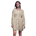 thumbnail image 1 of Bimba Blanc Bleu Baies et Oiseau Flowerpecker Tunique pour Femme Haut à Manches Longues Boutonné Imprimé Courte Robe Décontractée-X-Grand, 1 of 7