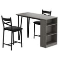 thumbnail image 1 of Bar Table and Chairs Set, 3 Piece Pub Dining Table with Flip Top Extension & Storage Shelves, Elevated Height Design, Small Spaces Kitchen Dining Furniture, 1 of 7