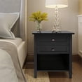 thumbnail image 2 of SIMPLIHOME Warm Shaker 24 inches Wide Night Stand, Bedside table, Black SOLID WOOD, Rectangle, with Storage, 2 Drawers and 1 Shelf, For the Bedroom, Transitional, 2 of 2